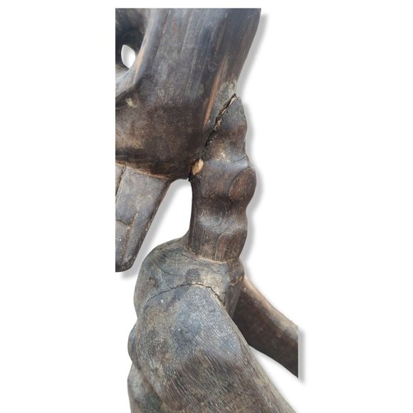 LARGE AUTHENTIC 2' TALL ANTIQUE AFRICAN TRIBAL FERTILITY WOOD CARVING ST… - Picture 8 of 12